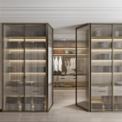 Customized Luxury Glass Door Wooden Wardrobe Bedroom Furniture Storage Home Furniture