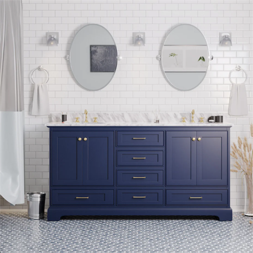 Blue shaker panel desgin double sink modern bathroom vanity cabinets