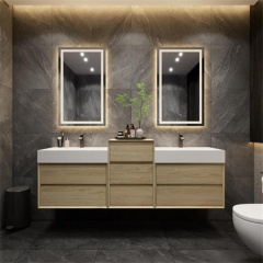 Double sink vanity design hotel bathroom cabinets