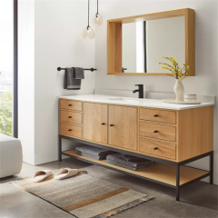 Luxury design bathroom vanity wood bathroom cabinets with wood frame mirror