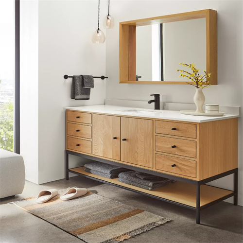 Luxury design bathroom vanity wood bathroom cabinets with wood frame mirror