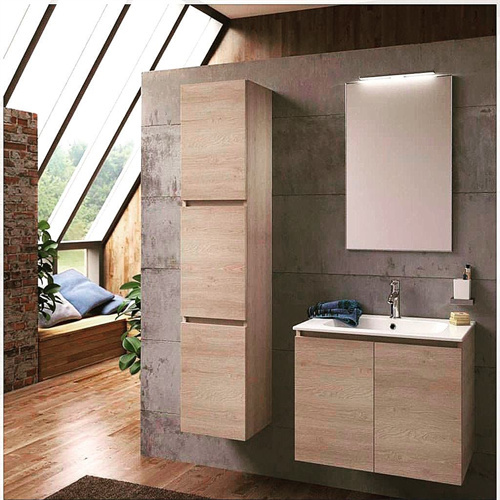 White lacquer bathroom cabinet vanity with side cabinets