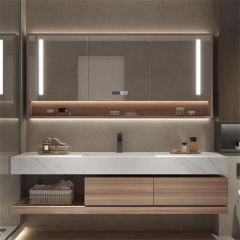 Modern single sink bathroom cabinets with led light mirror