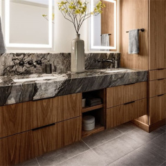 Solid Wood Bathroom Furniture With LED Mirror Bathroom Vanity Cabinet Modern Bathroom Cabinet