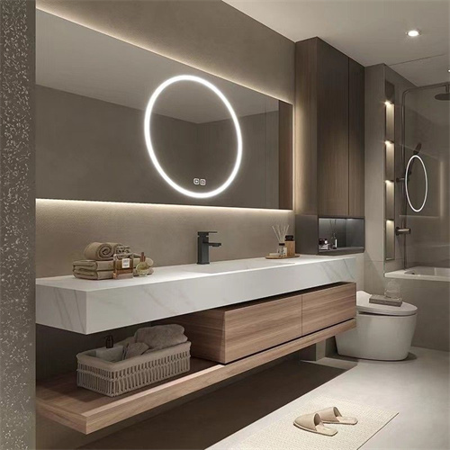Modern single sink bathroom cabinets with led light mirror