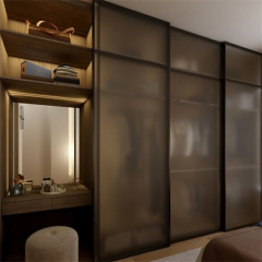 Modern modular bedroom sliding frosted glass door with slide closet wall wardrobe furniture design