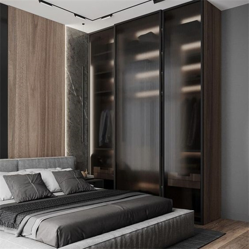 Modern design 3 doors wooden wardrobe for bedroom glass sliding door wardrobe