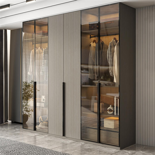 Custom made Italian style modern bedroom glass wardrobe design