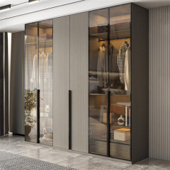 Custom made Italian style modern bedroom glass wardrobe design
