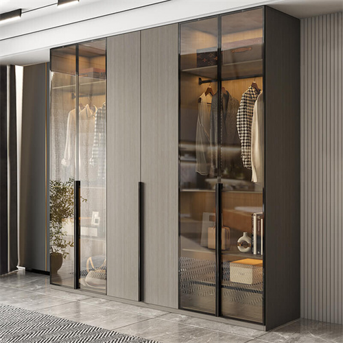Custom made Italian style modern bedroom glass wardrobe design