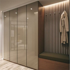 Entry closet design wood storage closet with seat
