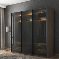 Customized Wardrobe Modern Design Cloth Cabinet Bedroom Furniture Storage Wardrobe With Glass Sliding Door