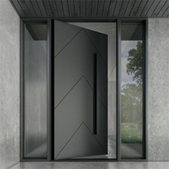 Customized Villa Front Door Solid Wooden Door Sidelites Exterior House Entry Glass Wood Door