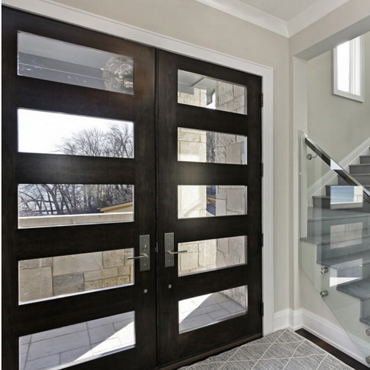 Exterior Front Doors Modern Glass Wood Entry Doors Double Main Wooden Door