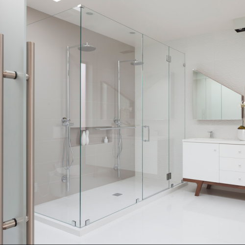 Corner Bathroom L Shape Frameless Shower Cubicles Foshan Square Modern Hinged Shower Enclosure Tempered Glass Shower Doors