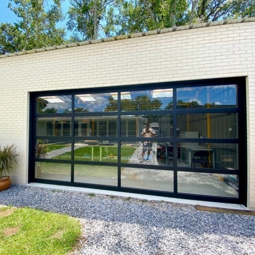 Reflective Glass Full View Overhead Doors Medium Double Exterior Glass Garage Doors