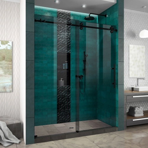 Gold hardware bathroom shower room double sliding shower glass door bath shower cabin