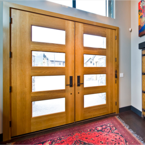 Mahogany Double Solid Wood Main Entrance Exterior Entry Front Doors