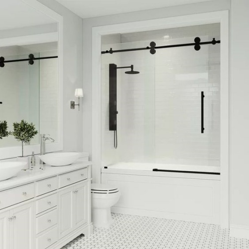 Gold hardware bathroom shower room double sliding shower glass door bath shower cabin