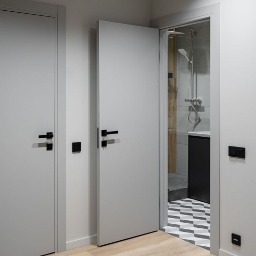 Custom indoor pvc film skin wood single doors modern home hotel house interior room mdf wooden flush door design