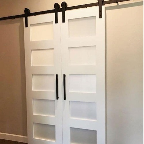 Glass Wood Barn Door Double Wood Sliding Door Interior Door