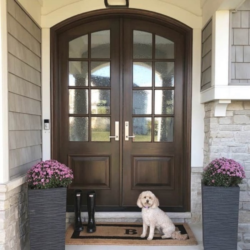Mahogany Double Solid Wood Main Entrance Exterior Entry Front Doors