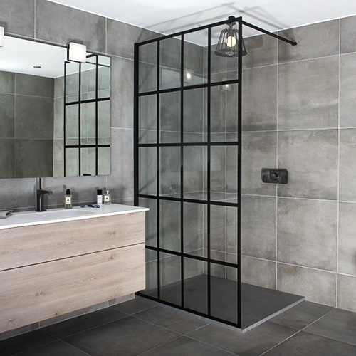 Black Frame Glass Shower Screen Fixed Shower Glass Panel