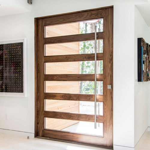 Villa Main Exterior Door For House Simple Design Wooden Door Modern Solid Wood Pivot Entry Door