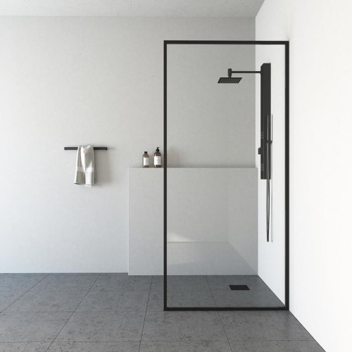 Black Frame Glass Shower Screen Fixed Shower Glass Panel