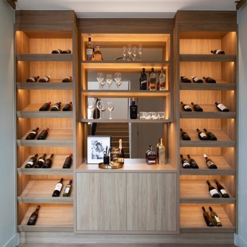 Luxury wine Bar High End Modern Home Bar Wine Wood Rack