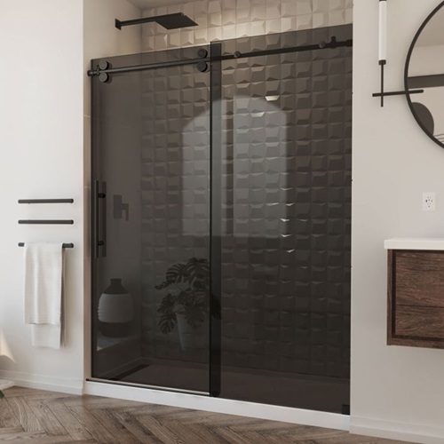 Custom Luxury Top Quality Grey Glass Frameless Double Sliding glass Bathroom shower Door