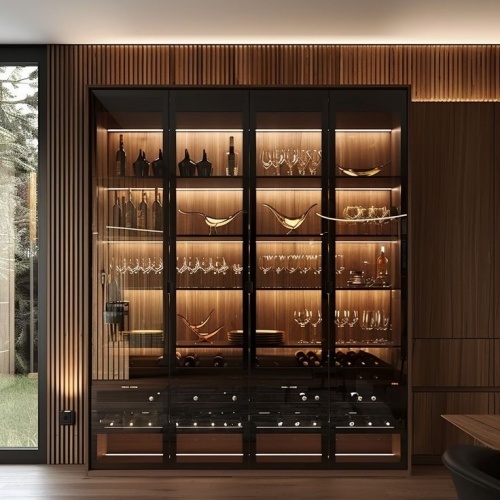 Custom Wood Liquor Wine Display Cabients Storage Furniture System Whisky Cabinet
