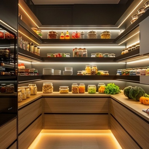 Wood pantry cabients design with led light