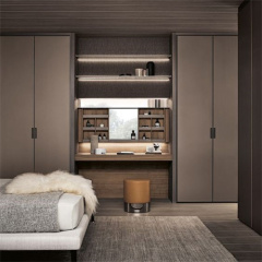 Bedroom wardrobe design wood closet with desk
