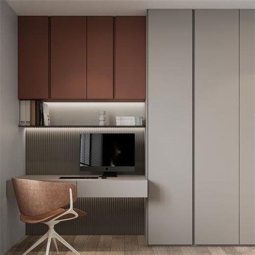 Bedroom wardrobe design wood closet with desk