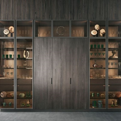 Custom Wood Liquor Wine Display Cabients Storage Furniture System Whisky Cabinet