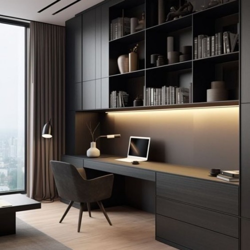 Wood Home Office Furniture Office Bookshelf and Table Design