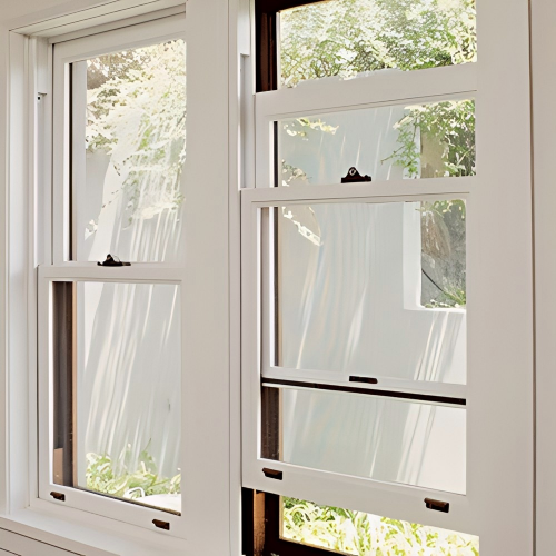 Premium Minimalist White Powder-Coated Aluminum Double Hung Window, Insulated Tempered Glass, Custom Sizes Available