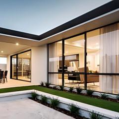 Minimalist Panoramic Black Powder-Coated Aluminum Sliding Window, Insulated Hollow Tempered Glass, Custom Sizes Available