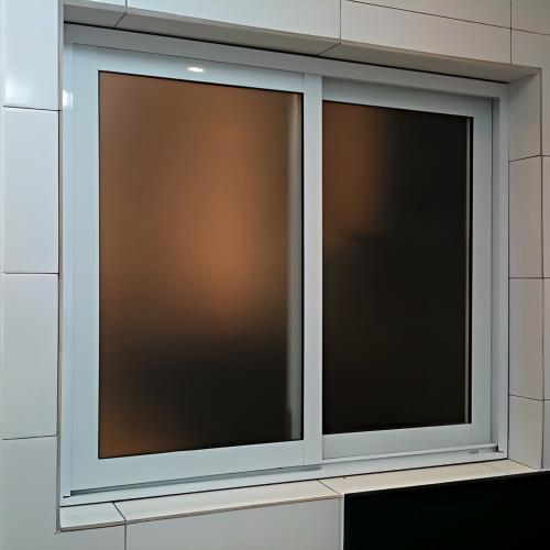 Minimalist White Powder-Coated Aluminum Sliding Window, Frosted Privacy Insulated Glass, Custom Sizes Available