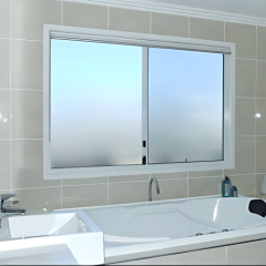 Minimalist White Powder-Coated Aluminum Sliding Window, Frosted Privacy Insulated Glass, Custom Sizes Available
