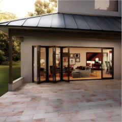 Modern Minimalist Black Powder Coated Thermal Break Aluminum Customizable Folding Patio Door for Villa Sunroom