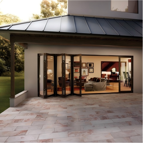 Modern Minimalist Black Powder Coated Thermal Break Aluminum Customizable Folding Patio Door for Villa Sunroom