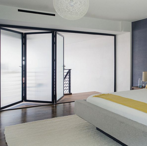 Privacy Frosted Glass Thermal Break Aluminum Customizable Folding Door