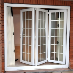 Modern White Grid Glass Aluminum Customizable Folding Door