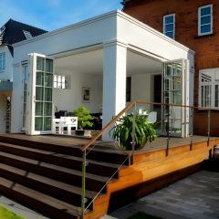 Modern White Grid Glass Aluminum Customizable Folding Door