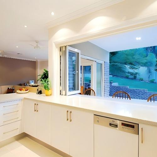 Modern Minimalist White Powder Coated Custom Size Thermal Break Aluminum Folding Windows