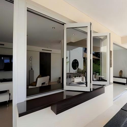 Modern Minimalist White Powder Coated Custom Size Thermal Break Aluminum Folding Windows
