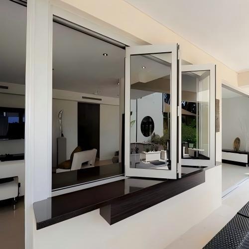 Modern Minimalist White Powder Coated Custom Size Thermal Break Aluminum Folding Windows