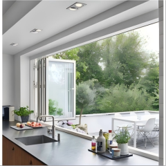 Modern Minimalist White Powder Coated Custom Size Thermal Break Aluminum Folding Windows